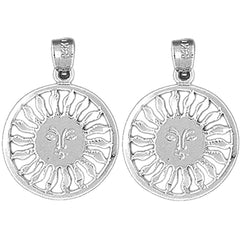 Sterling Silver 23mm Sun Earrings