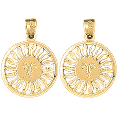 Yellow Gold-plated Silver 23mm Sun Earrings