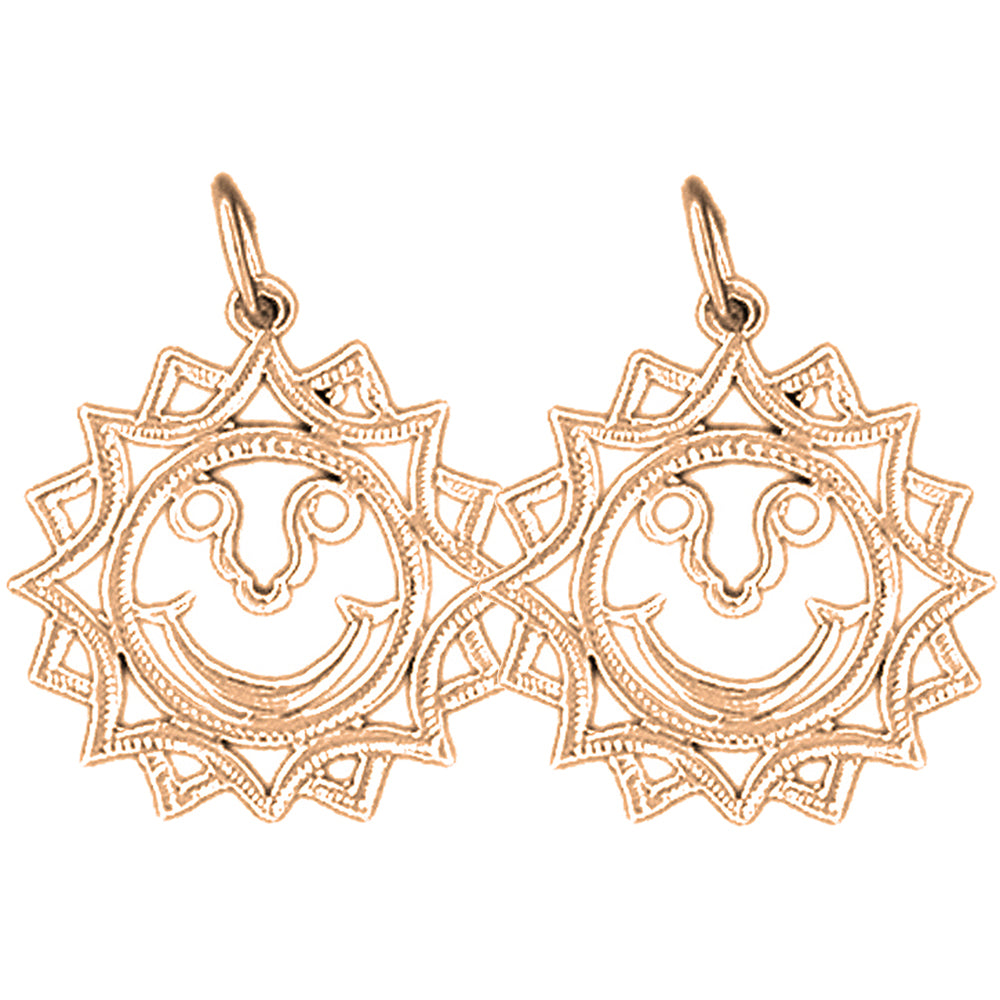 14K or 18K Gold 22mm Sun Earrings