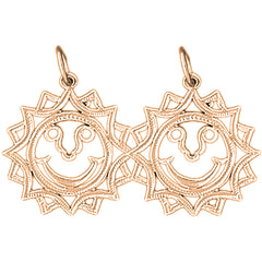 14K or 18K Gold 22mm Sun Earrings