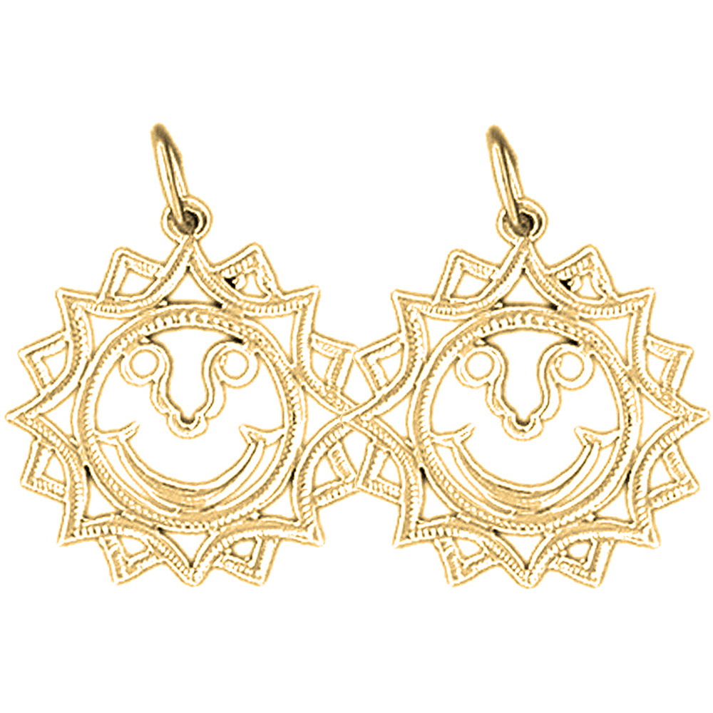 Yellow Gold-plated Silver 22mm Sun Earrings