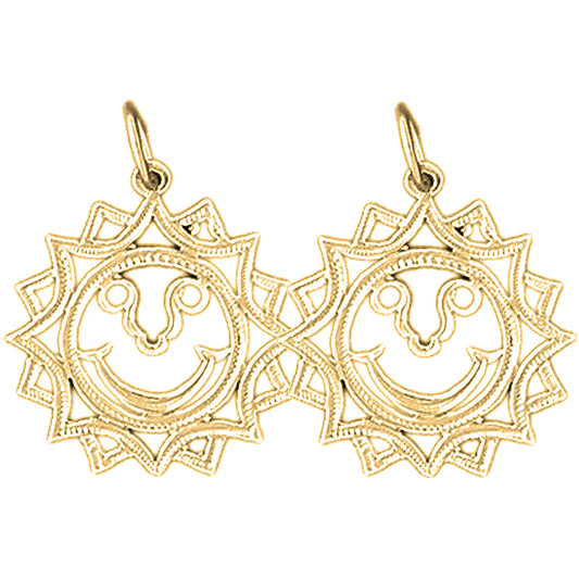 Yellow Gold-plated Silver 22mm Sun Earrings