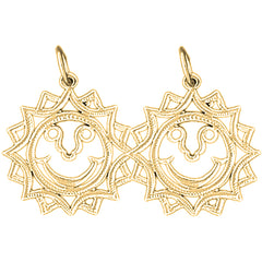 Yellow Gold-plated Silver 22mm Sun Earrings