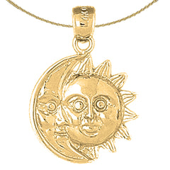 Colgante de Sol y Luna en Oro de 10K, 14K o 18K