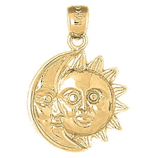 10K, 14K or 18K Gold Sun And Moon Pendant