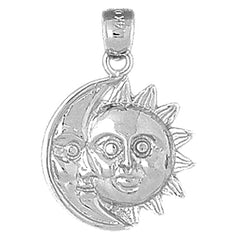 10K, 14K or 18K Gold Sun And Moon Pendant