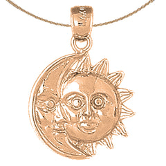 10K, 14K or 18K Gold Sun And Moon Pendant