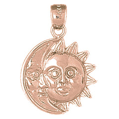 10K, 14K or 18K Gold Sun And Moon Pendant