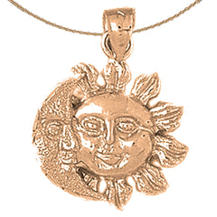 10K, 14K or 18K Gold Sun And Moon Pendant