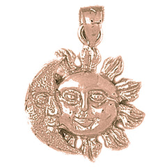 10K, 14K or 18K Gold Sun And Moon Pendant