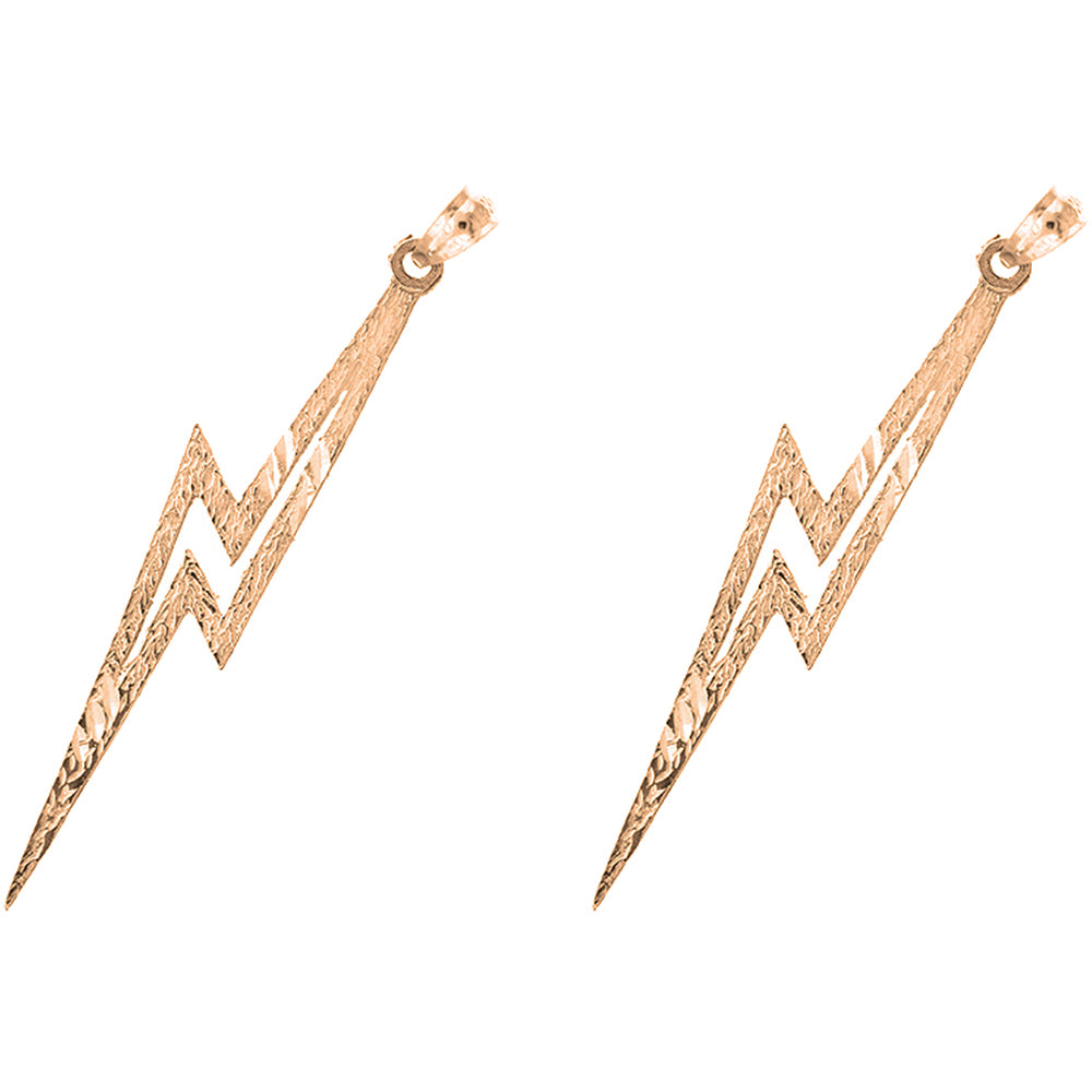 14K or 18K Gold 44mm Lightning Bolt Earrings