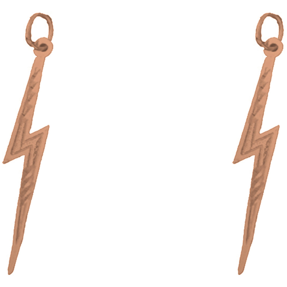 14K or 18K Gold 37mm Lightning Bolt Earrings