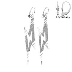 Sterling Silver 29mm Lightning Bolt Earrings (White or Yellow Gold Plated)