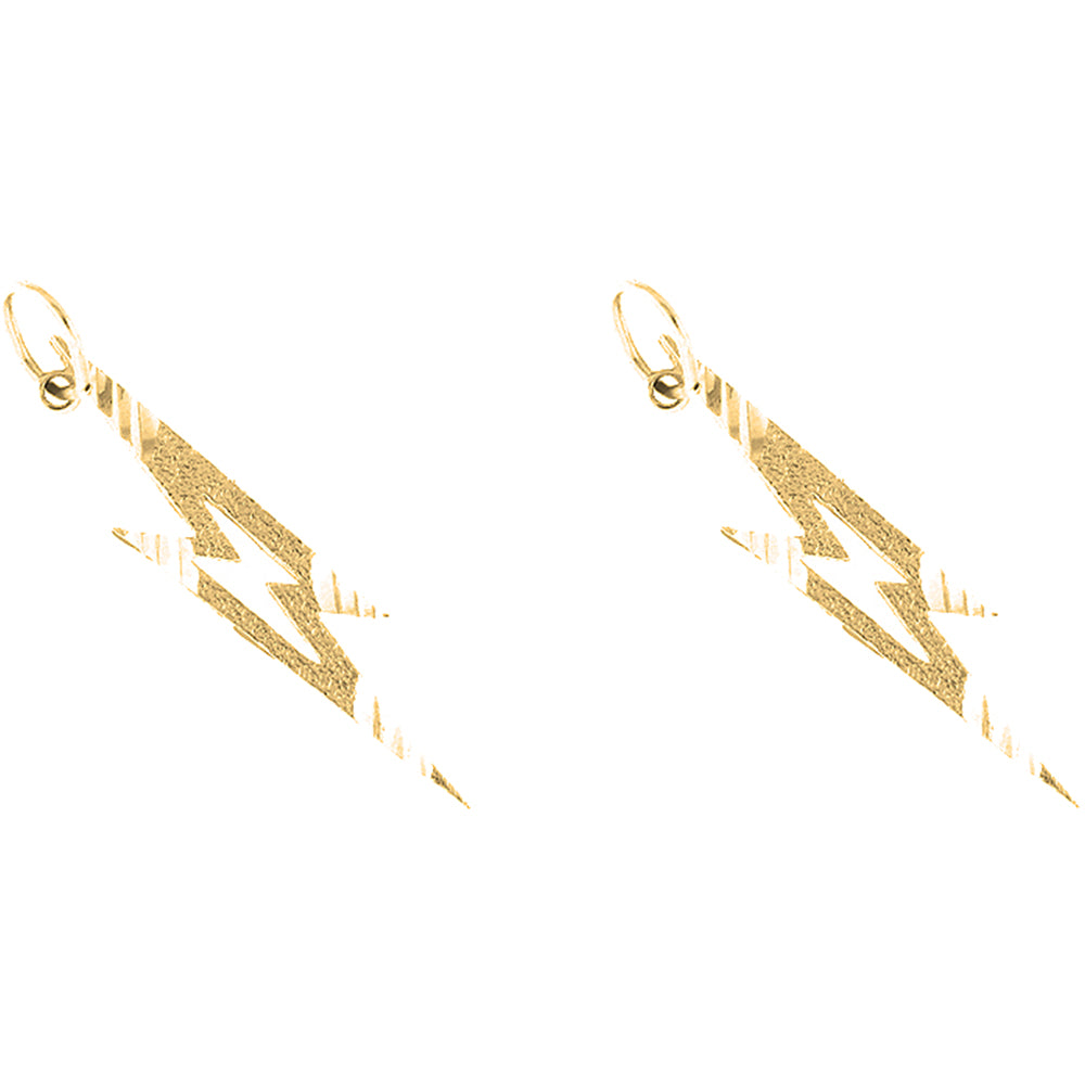 14K or 18K Gold 29mm Lightning Bolt Earrings