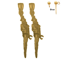 14K oder 18K Gold 45mm Massive italienische Horn Ohrringe