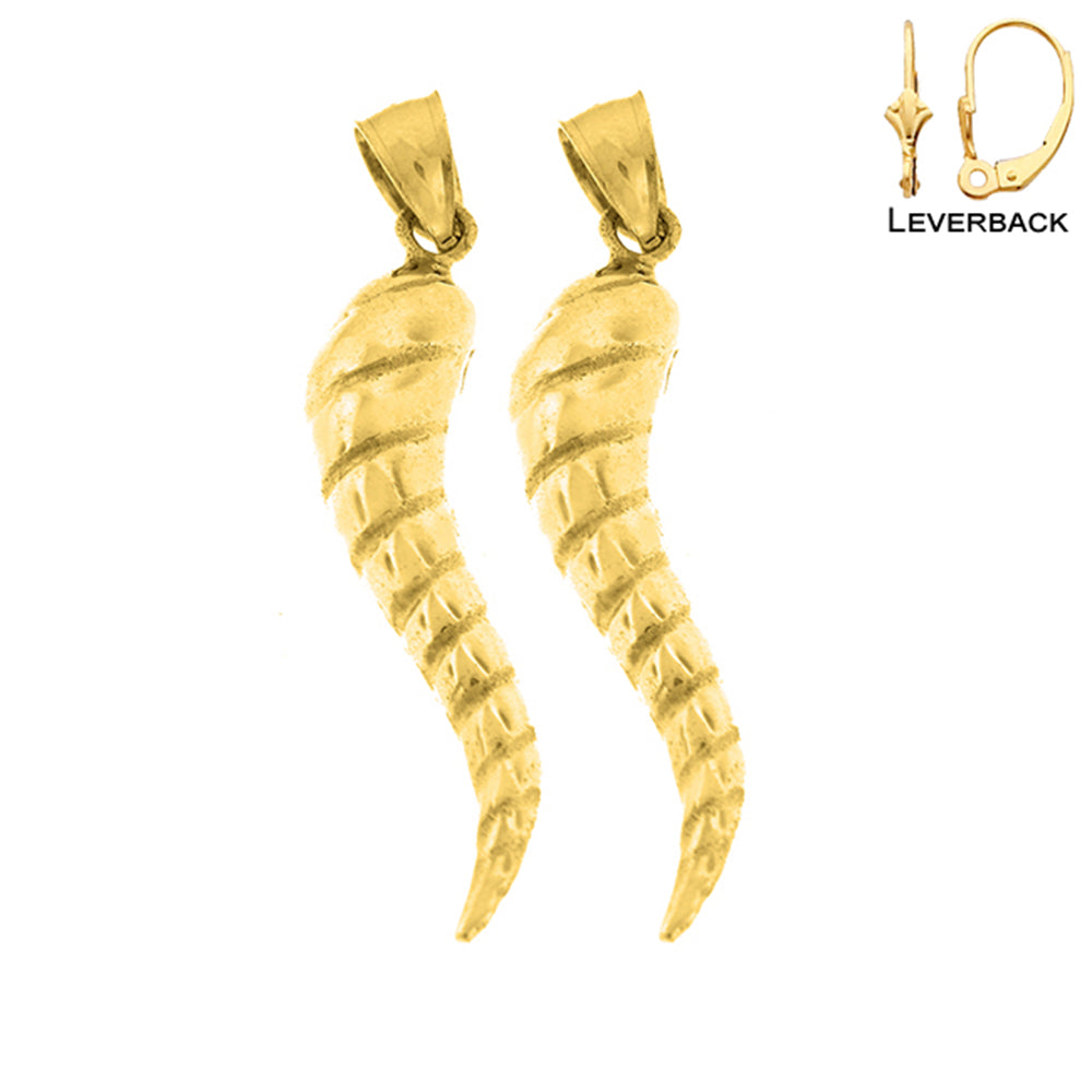 14K or 18K Gold Solid Italian Horn Earrings