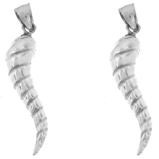 Sterling Silver 37mm Solid Italian Horn Earrings