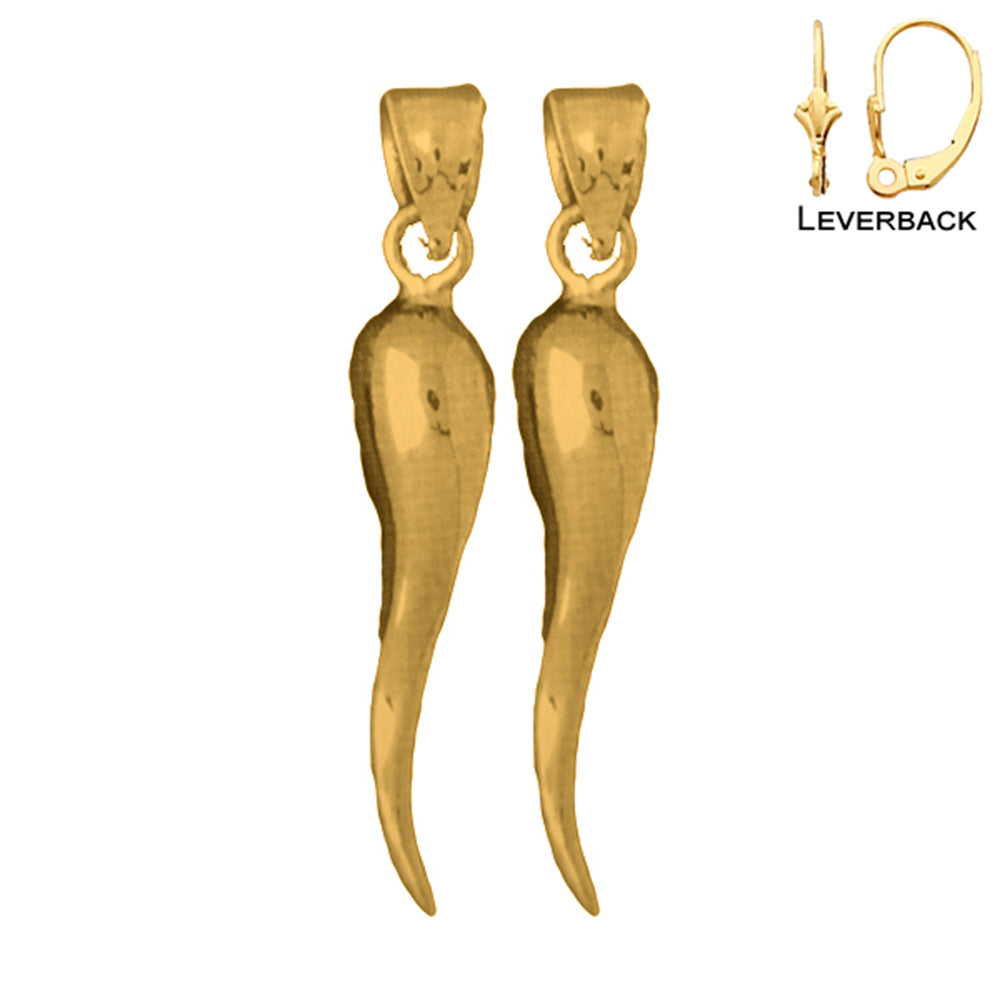 14K or 18K Gold Solid Italian Horn Earrings