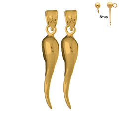 14K oder 18K Gold 41mm Massive italienische Horn Ohrringe