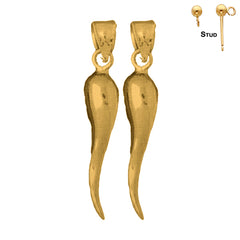 Pendientes de cuerno italiano macizo de 41 mm de oro de 14 quilates o 18 quilates