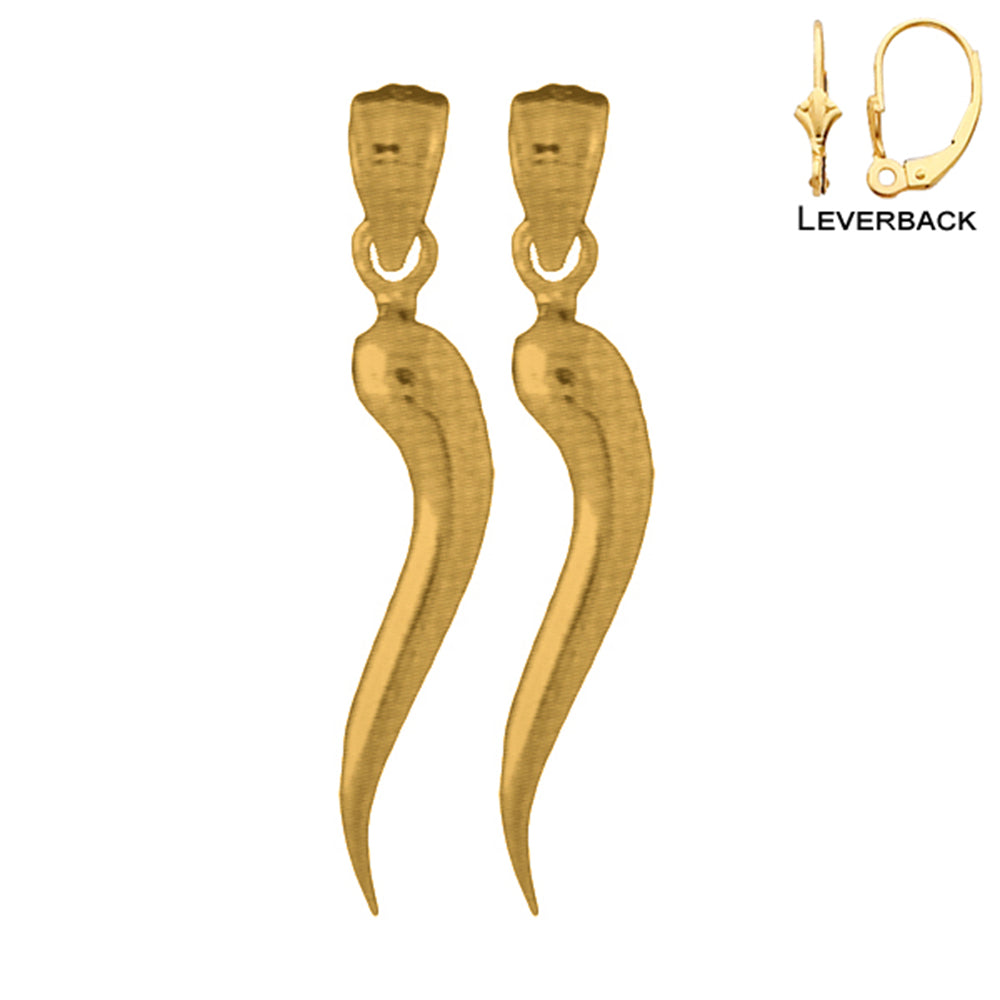 14K or 18K Gold Solid Italian Horn Earrings