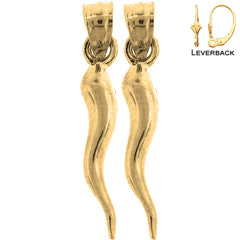 14K or 18K Gold Solid Italian Horn Earrings