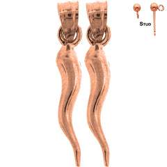 14K oder 18K Gold 24mm Massive Italienische Horn Ohrringe