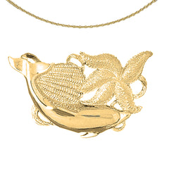 10K, 14K or 18K Gold Dolphin, Starfish, And Shell Pendant