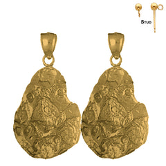 Sterling Silver 40mm Nugget Earrings (White or Yellow Gold Plated)