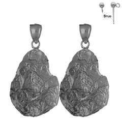 Pendientes de pepita de plata de ley de 40 mm (chapados en oro blanco o amarillo)