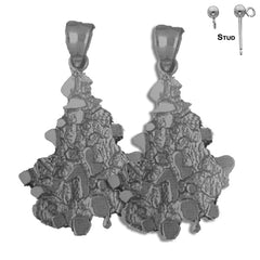 Pendientes de pepita de plata de ley de 40 mm (chapados en oro blanco o amarillo)