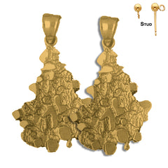 Pendientes de pepita de plata de ley de 40 mm (chapados en oro blanco o amarillo)