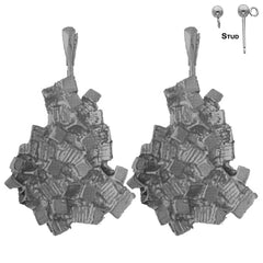 Pendientes de pepita de plata de ley de 37 mm (chapados en oro blanco o amarillo)