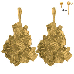 Pendientes de pepita de plata de ley de 37 mm (chapados en oro blanco o amarillo)