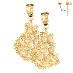 Sterling Silver 36mm Nugget Earrings (White or Yellow Gold Plated)