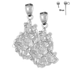 Sterling Silver 36mm Nugget Earrings (White or Yellow Gold Plated)