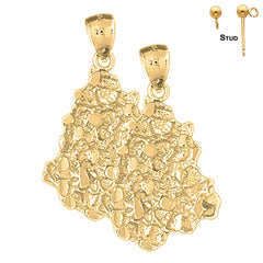 Sterling Silver 38mm Nugget Earrings (White or Yellow Gold Plated)