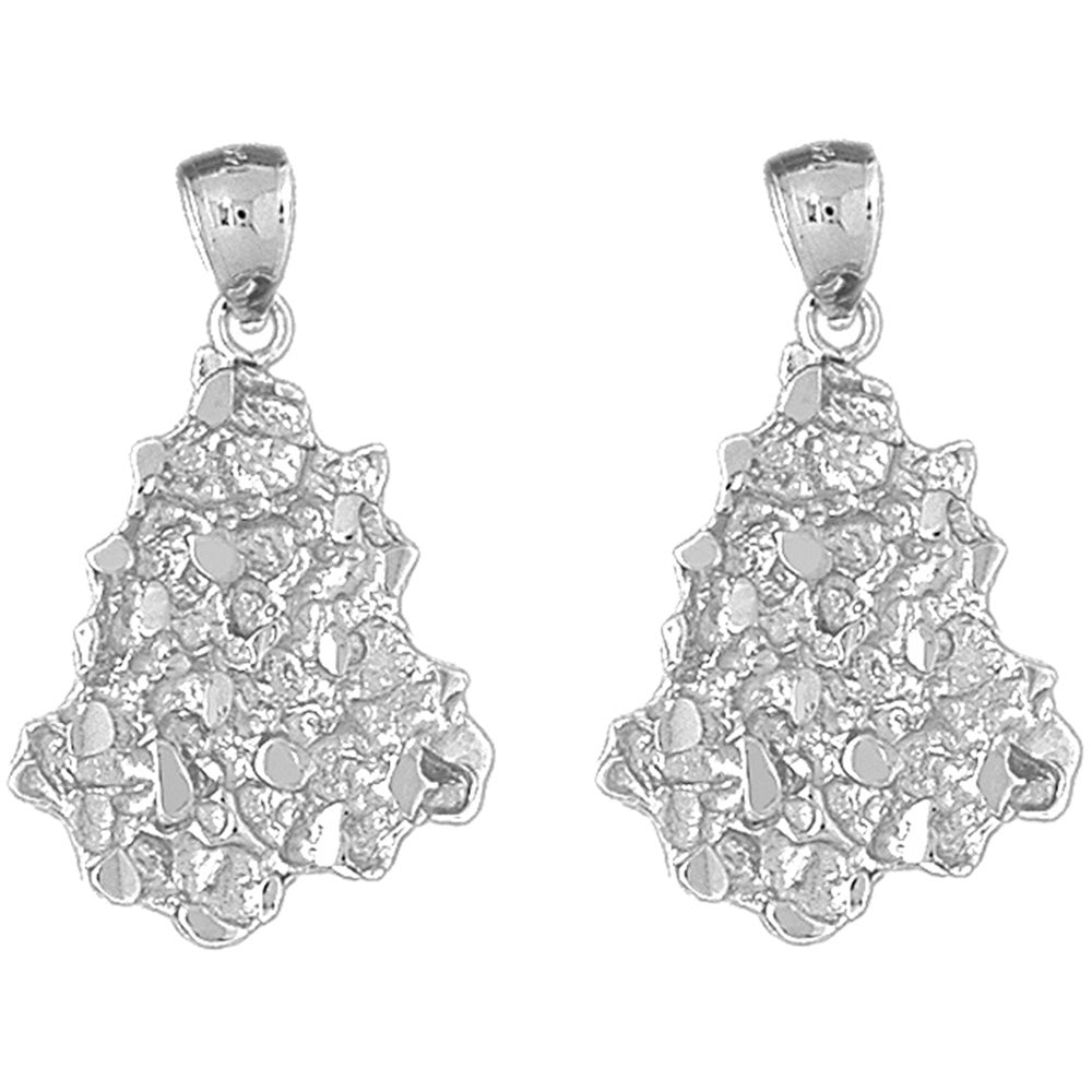 Sterling Silver 38mm Nugget Earrings