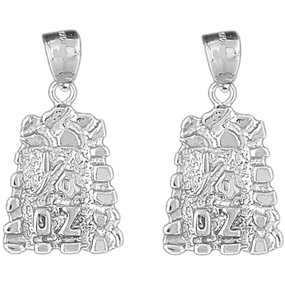 Sterling Silver 33mm "1/4 Oz" Nugget Earrings