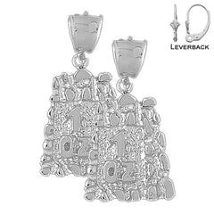 Sterling Silver 41mm "1 Oz" Nugget Earrings (White or Yellow Gold Plated)