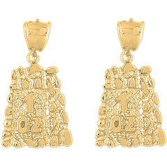 Yellow Gold-plated Silver 41mm "1 Oz" Nugget Earrings