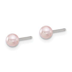 Inverness Stainless Steel 4mm Pink Swarovski Glass Pearl Post Earrings