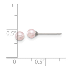 Inverness Stainless Steel 4mm Pink Swarovski Glass Pearl Post Earrings