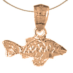 14K or 18K Gold Halibut Pendant