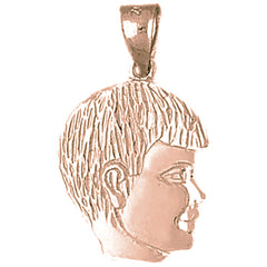 14K or 18K Gold Boy Head Pendant