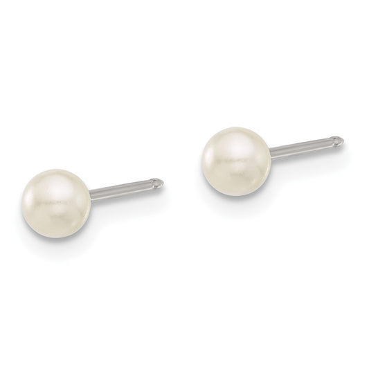 Inverness Stainless Steel 4mm Swarovski Glass Pearl Post Earrings