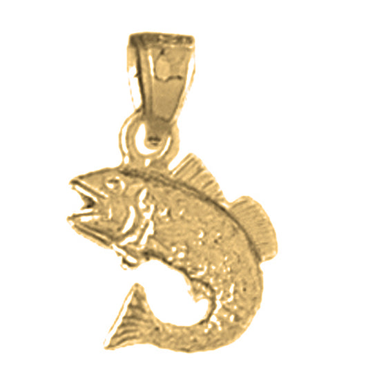 14K or 18K Gold Halibut Pendant