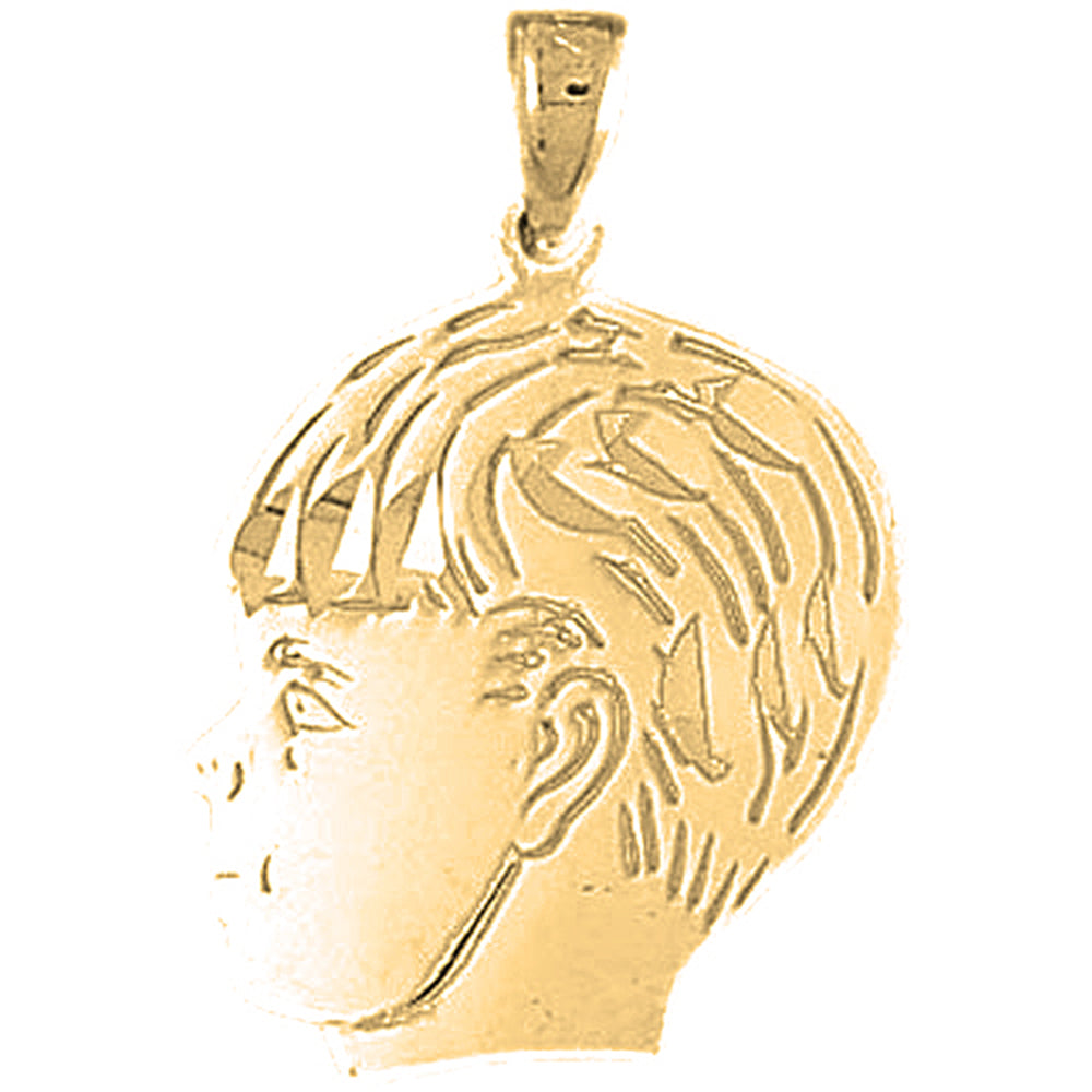 10K, 14K or 18K Gold Boy Head Pendant