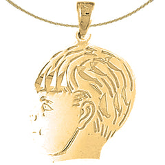 Colgante de cabeza de niño de oro de 10 quilates, 14 quilates o 18 quilates