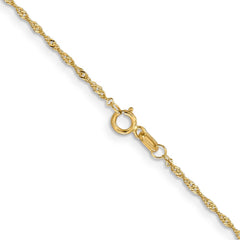 Singapur de oro amarillo de 14 quilates de 1 mm con cadena con cierre de anillo de resorte